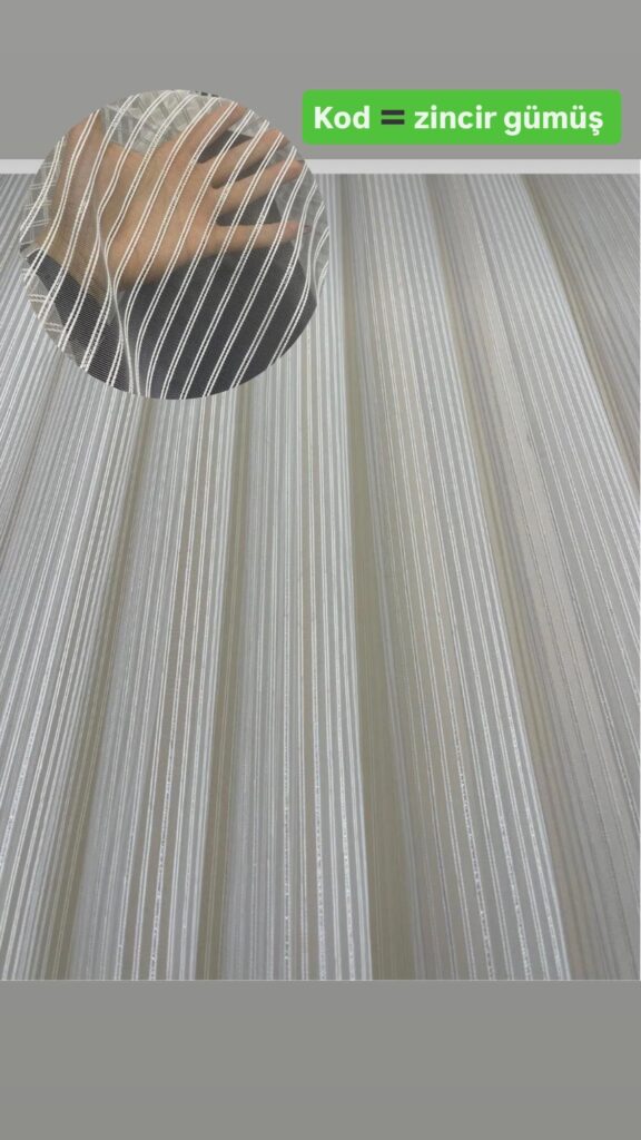 Zincir gümüş tül perde agır gramaj klasikleşmiş mükemmel çizgi detayları - 1