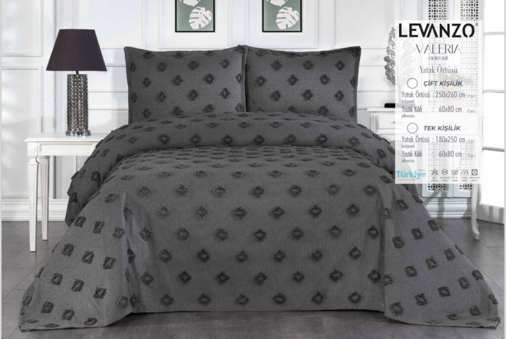 Levanzo ponponlu yatak örtüsü  çift kişilik - 1