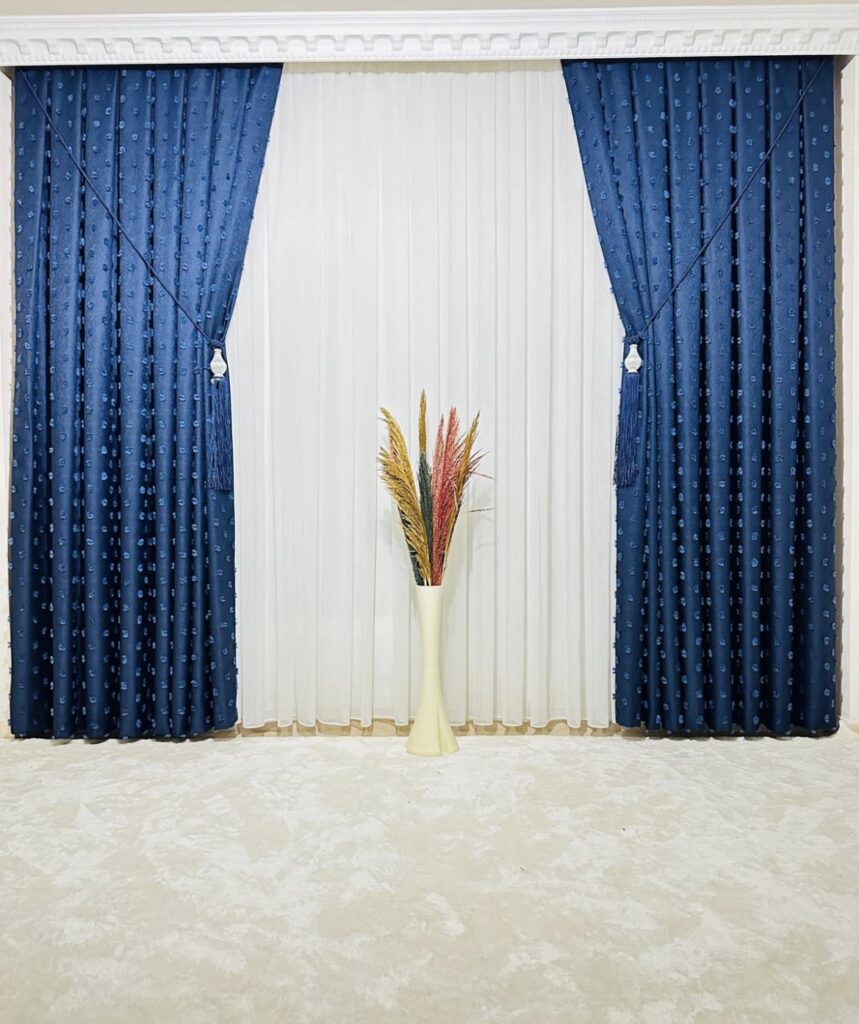 Armani Lacivert Ponponlu Şık Fon Perde – Modern ve Zarif Ev Dekorasyonu Armani775 - 2
