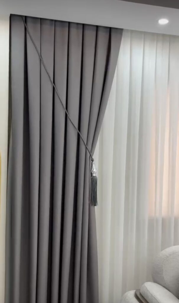 Algo Duble Keten Gri Fon Perde – Modern, Işık Geçiren, Doğal Dokulu Şık Fon Perde - 1