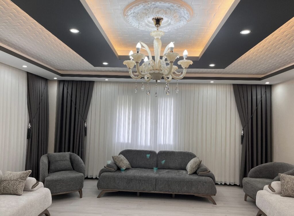 Algo Duble Keten Gri Fon Perde – Modern, Işık Geçiren, Doğal Dokulu Şık Fon Perde - 3