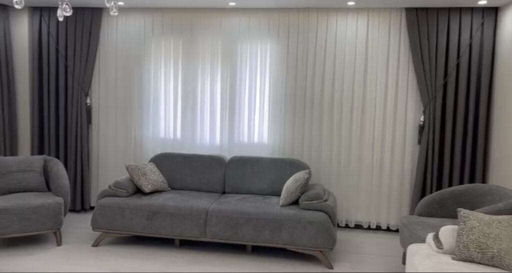 Algo Duble Keten Gri Fon Perde – Modern, Işık Geçiren, Doğal Dokulu Şık Fon Perde - 4