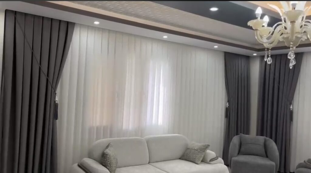 Algo Duble Keten Gri Fon Perde – Modern, Işık Geçiren, Doğal Dokulu Şık Fon Perde - 5