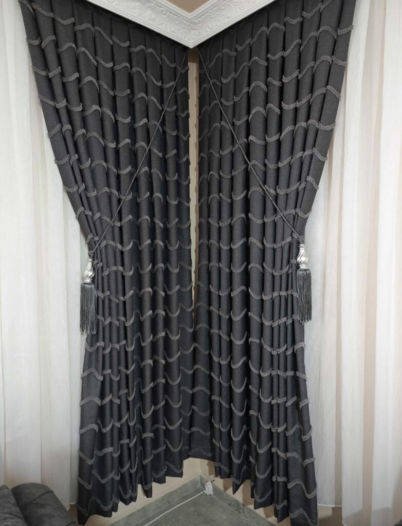 Jakarlı Pano Fon Perde Gri Renk – Modern ve Şık Dekoratif Fon Perde Sultan 1118 - 1